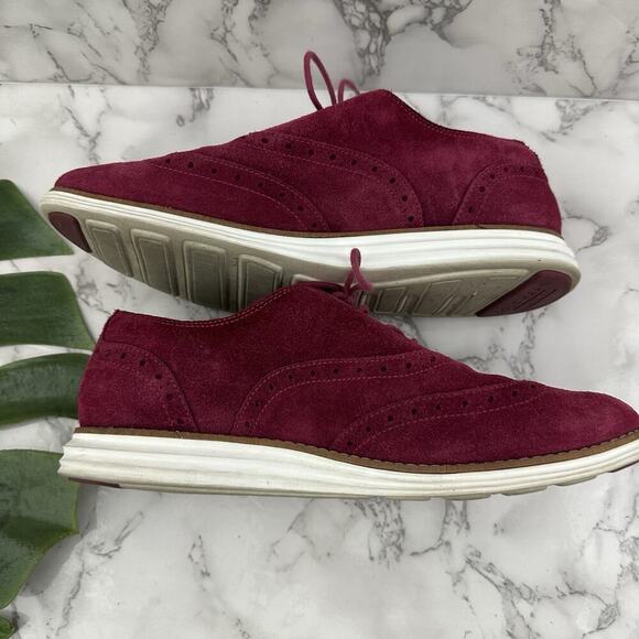 Cole Haan Grand OS Womens Oxford Sneakers Size 9.5 Dark Pink Suede Lace Up - Picture 7 of 9